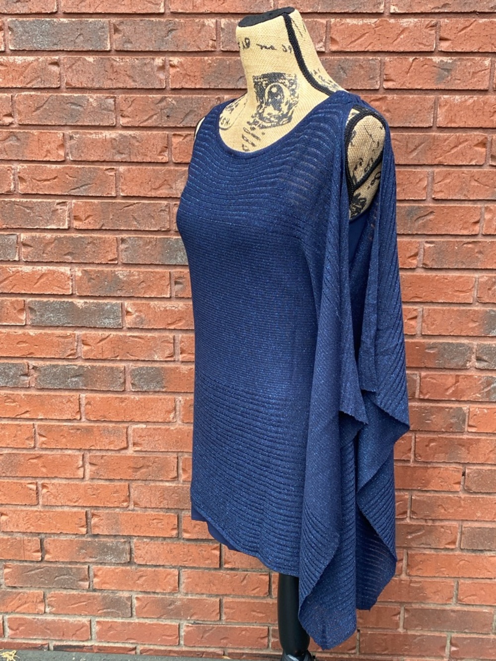 Navy One-Shoulder Knit Top XS